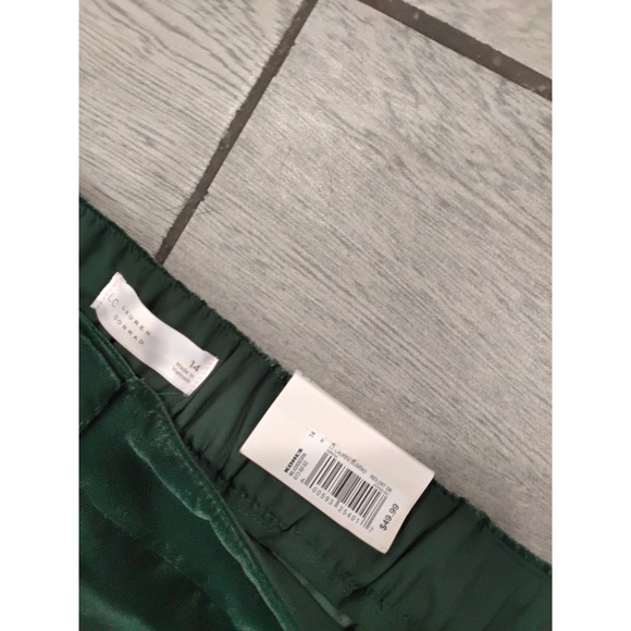 LC Lauren Conrad High Rise Wide Leg Velvet Trouser Pants Green Size 14 - Picture 4 of 8